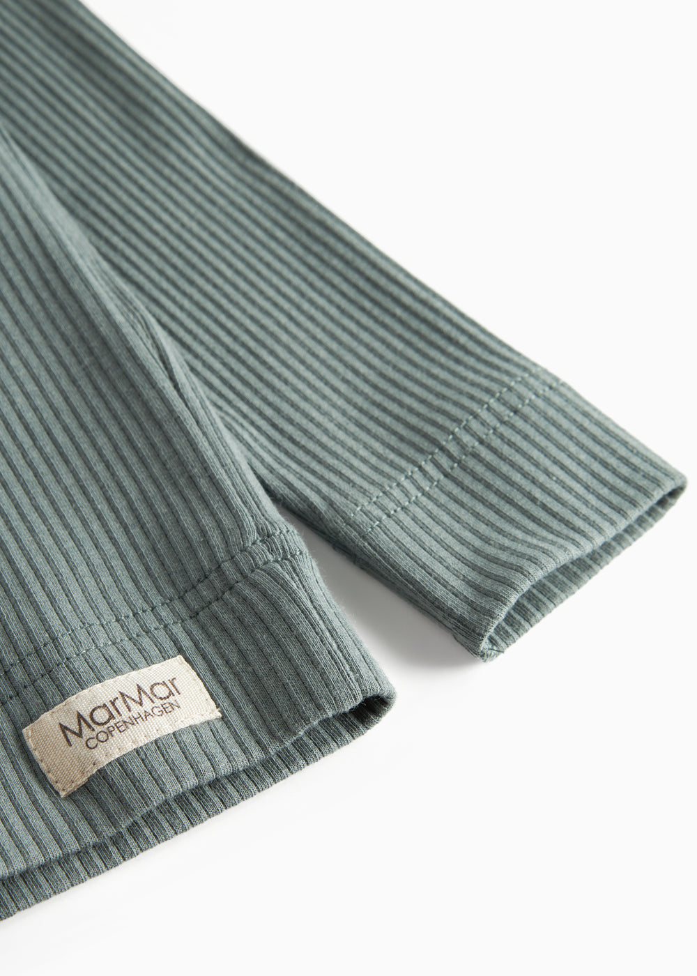 Grøn ribstrikket langærmet t-shirt med knapper til børn