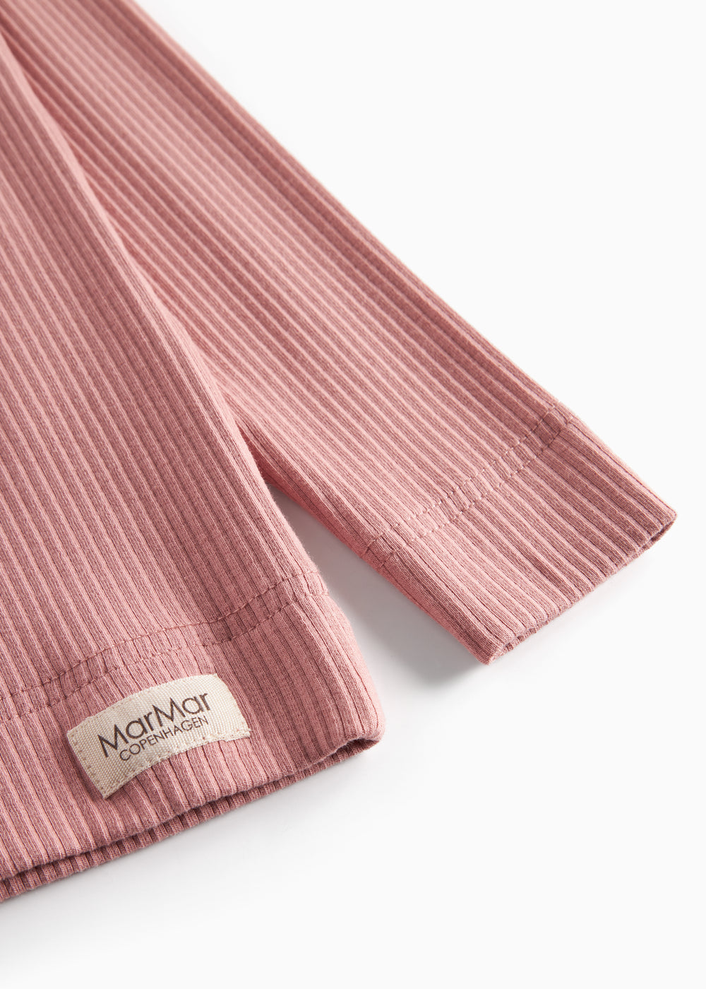 Lyserød ribstrikket langærmet t-shirt med knapper til børn