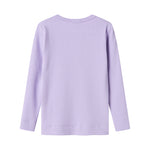 Lys lilla ribstrikket langærmet t-shirt til børn