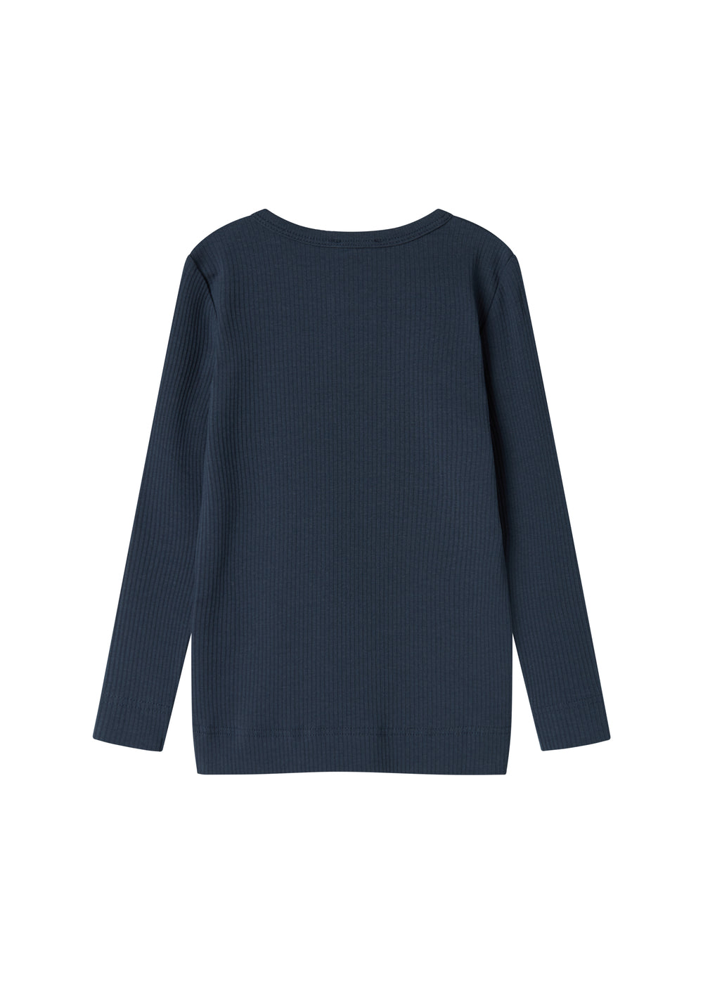 Blå ribstrikket langærmet t-shirt til børn