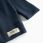 Blå ribstrikket langærmet t-shirt med MarMar logo til børn