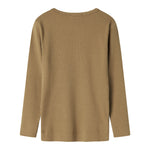 Brun ribstrikket langærmet t-shirt til børn
