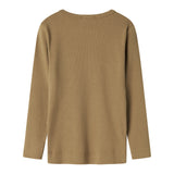 Brun ribstrikket langærmet t-shirt til børn