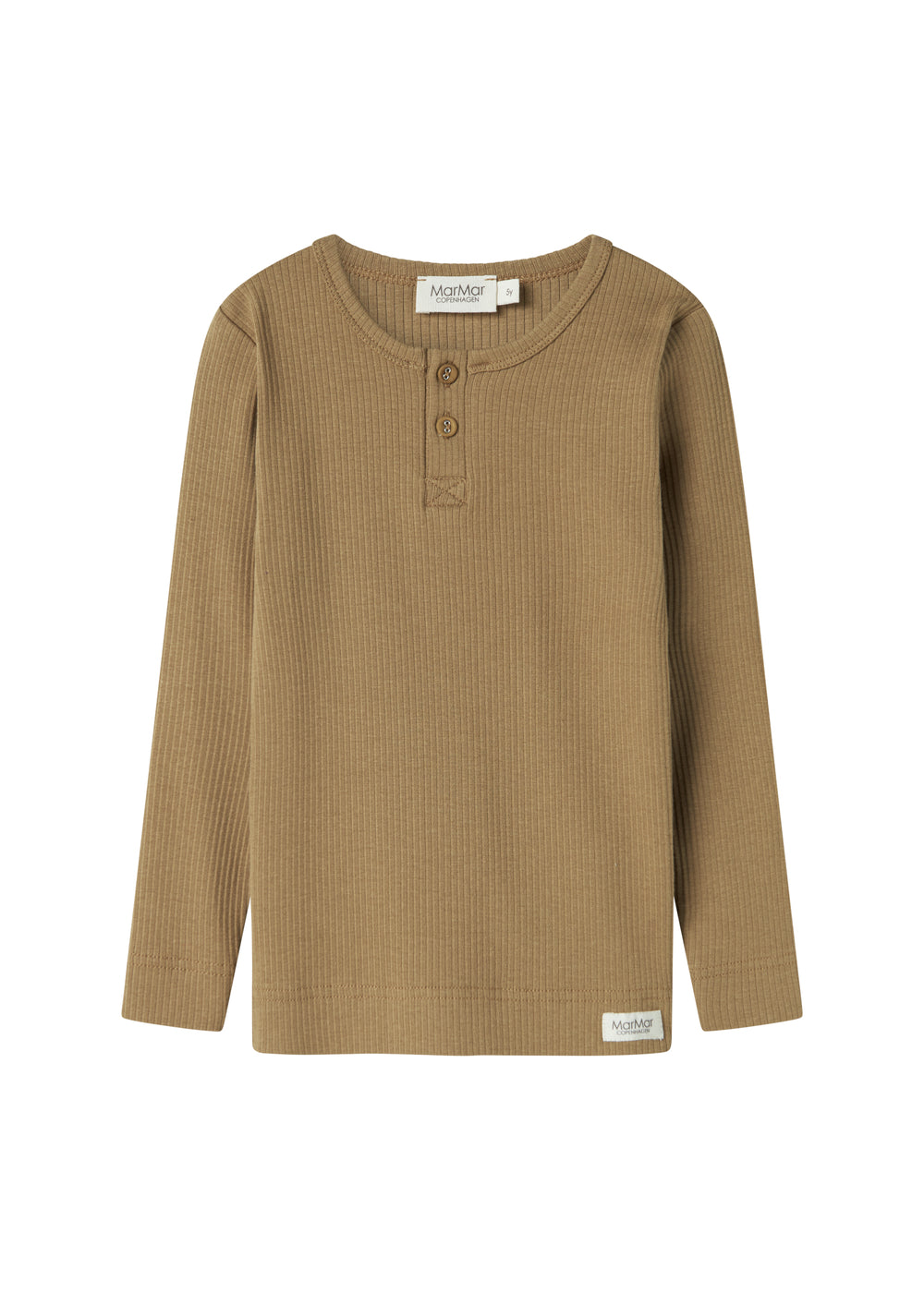 Brun ribstrikket langærmet t-shirt til børn