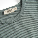 Grøn ribstrikket langærmet t-shirt til børn