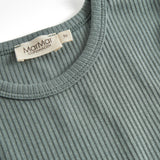 Grøn ribstrikket langærmet t-shirt til børn