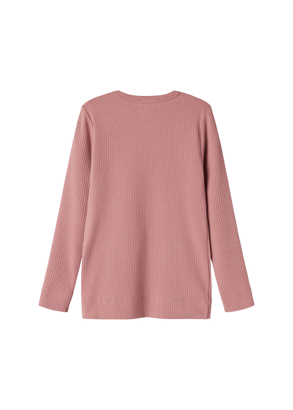 Lyserød ribstrikket langærmet t-shirt til børn