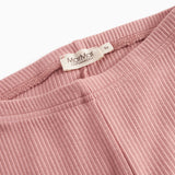Lyserøde ribstrikkede leggings til børn