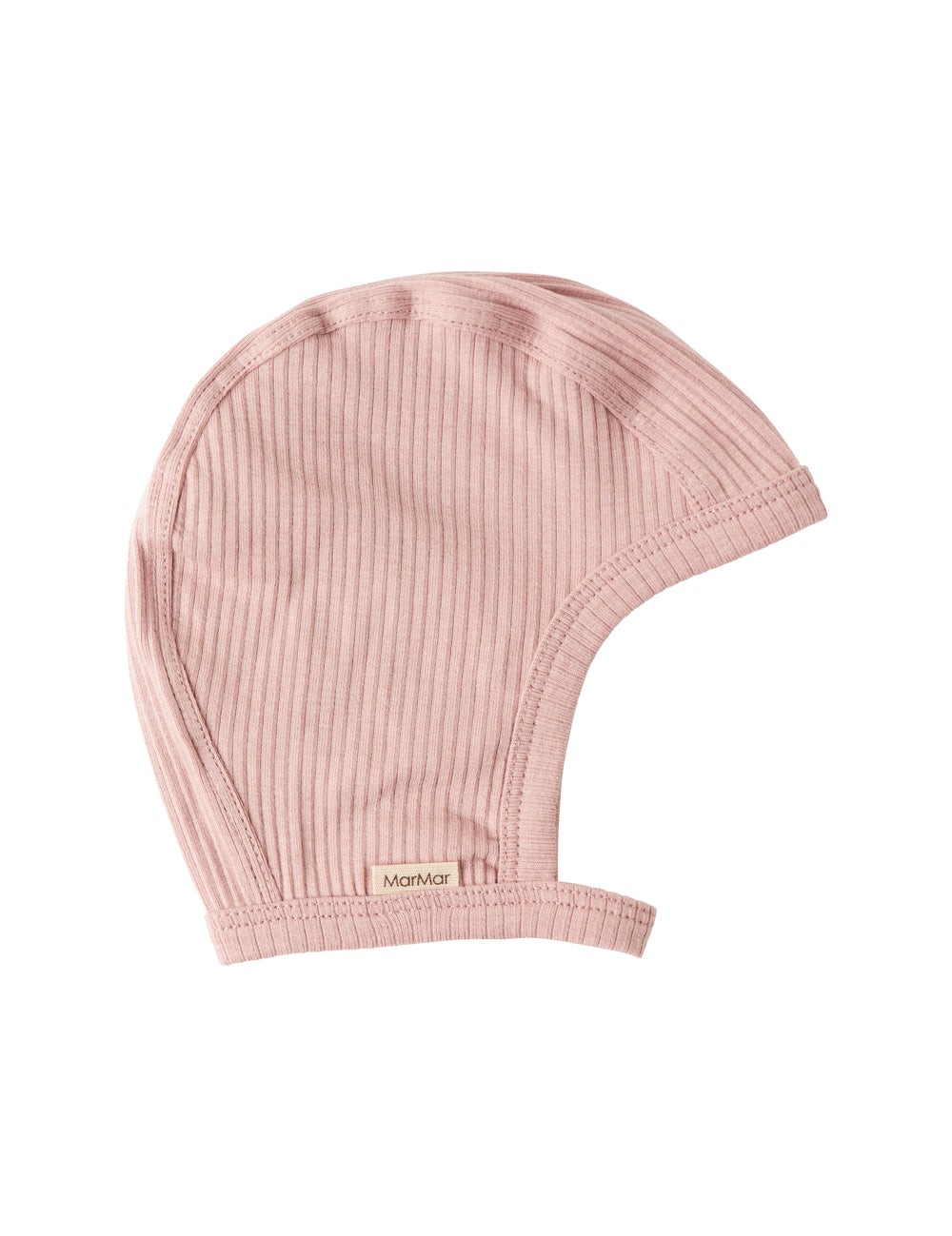 Ribstrikket lyserøde hat med spænde til børn