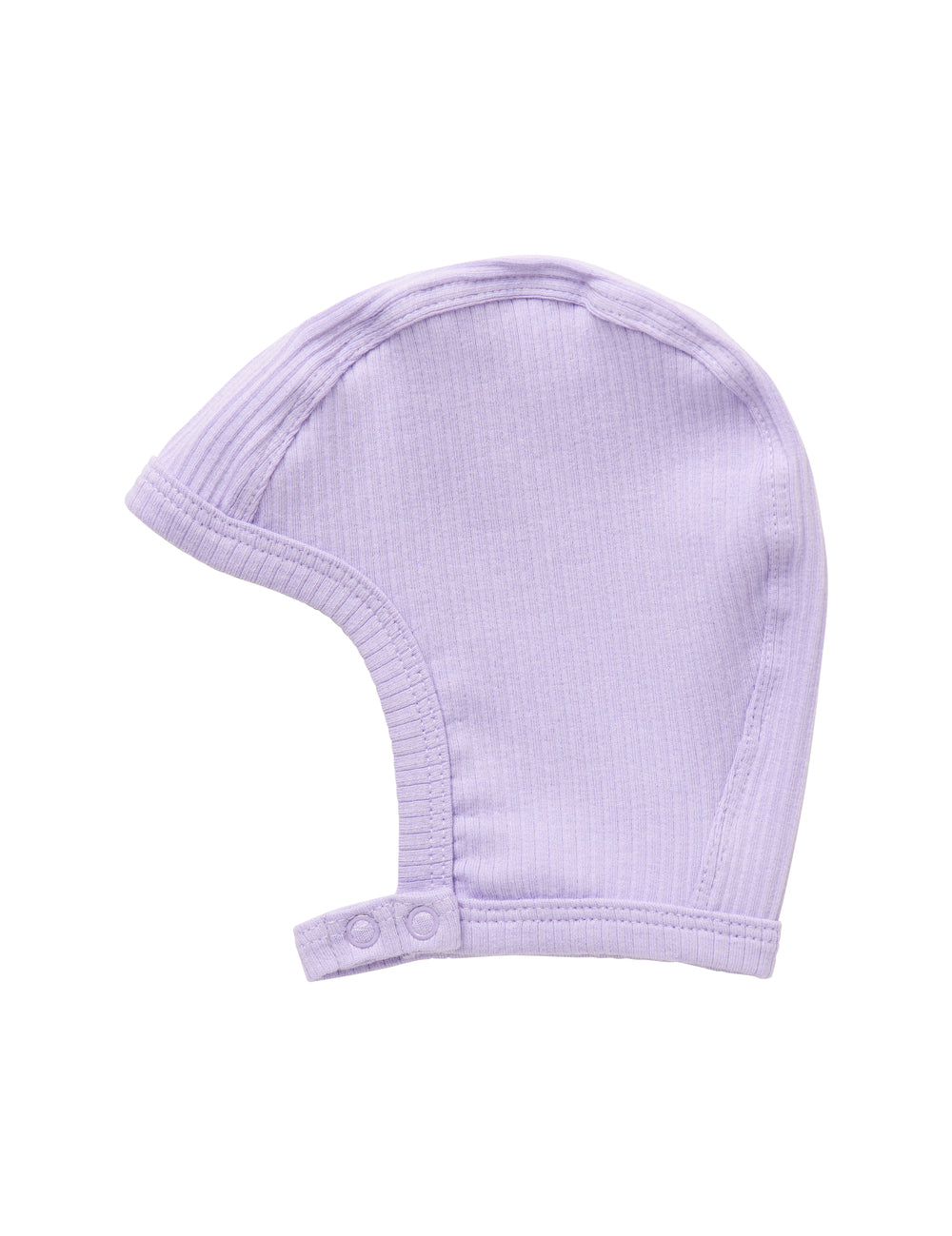 Ribstrikket lyselilla hue med spænde til børn