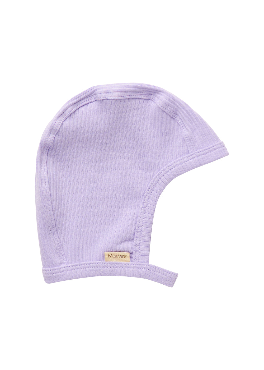 Ribstrikket lyselilla hue med spænde til børn