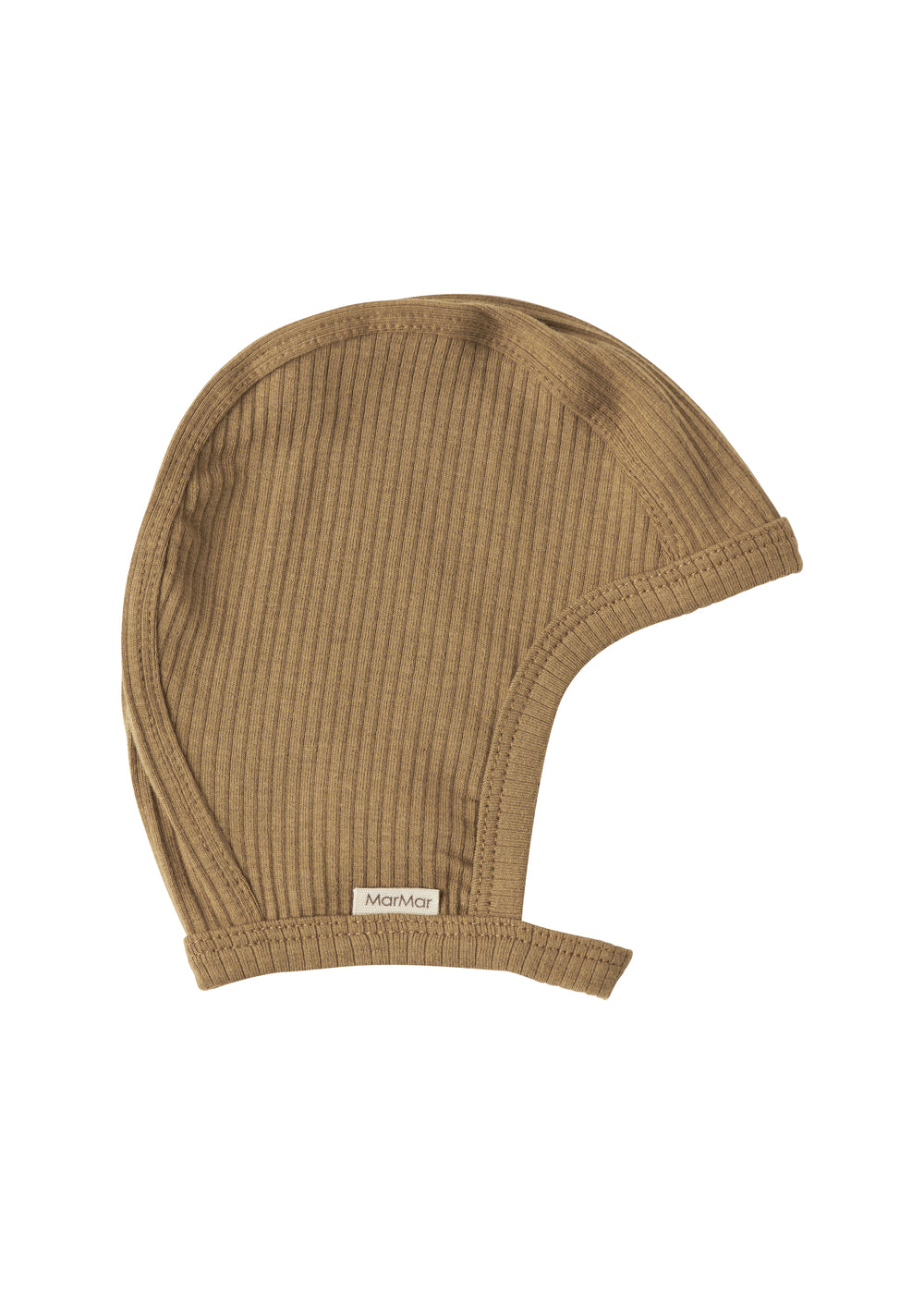 Ribstrikket brun hue til børn