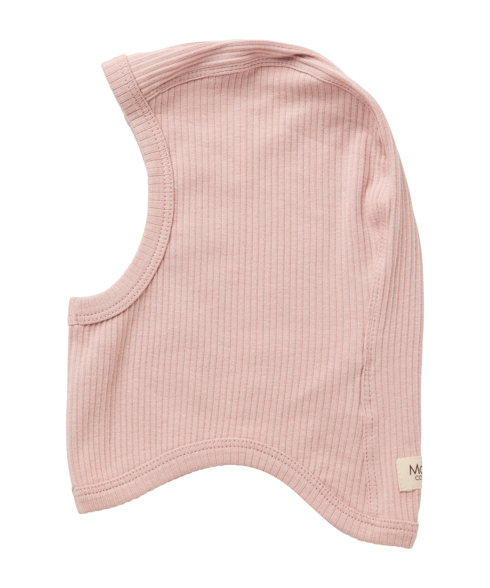 Ribstrikket lyserød elefanthue til børn