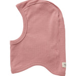 Lyserød ribstrikket elefanthue til børn