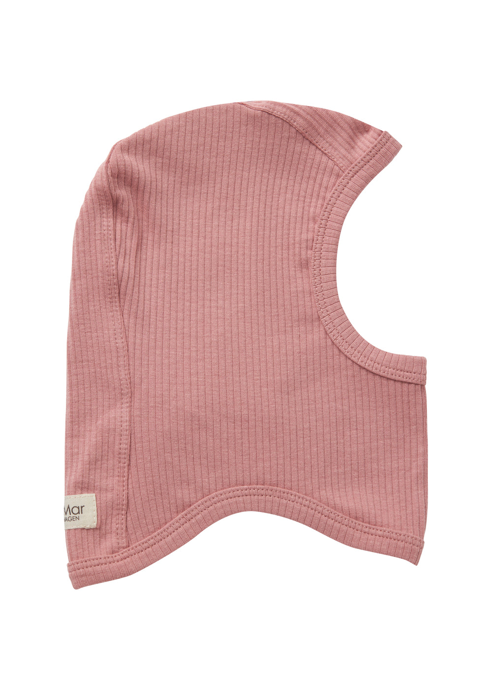 Lyserød ribstrikket elefanthue til børn