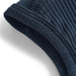 Ribstrikket navy blå elefanthue til børn
