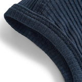 Ribstrikket navy blå elefanthue til børn