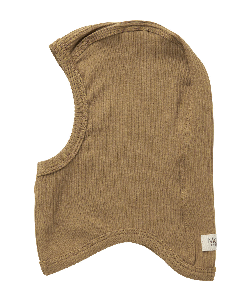 Ribstrikket brun elefanthue til børn