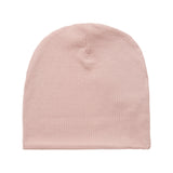 Ribstrikket lys rosa børnehue set forfra