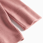 Lyserød ribstrikket langærmet dame t-shirt