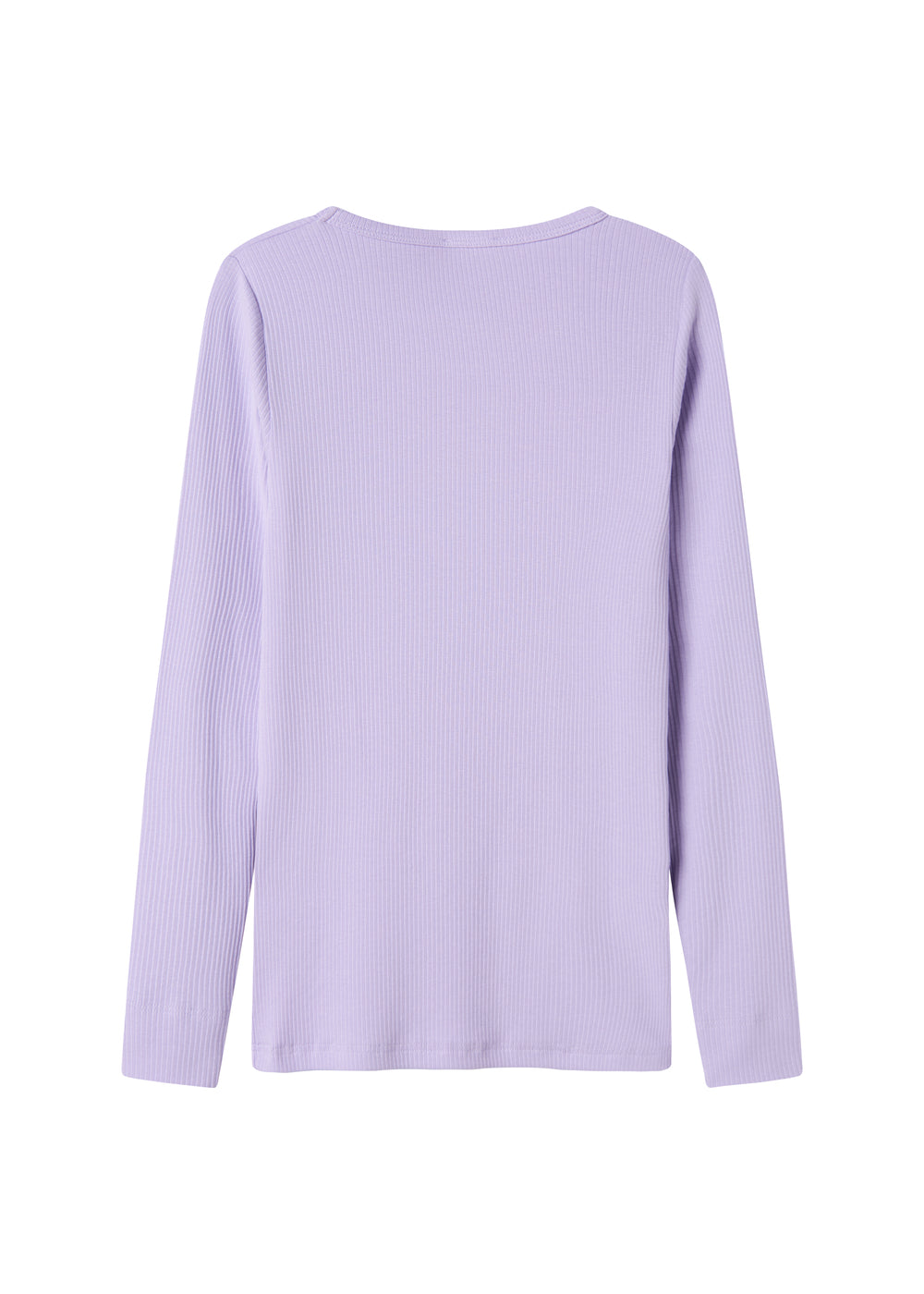 Langærmet ribstrikket dame t-shirt i lys lilla