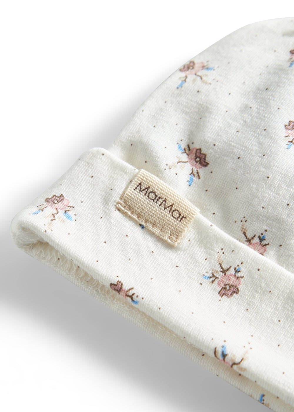 Detaljebillede af babyhue med logo