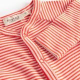 Rød- og hvidstribet body til baby med lange ærmer og knapper foran