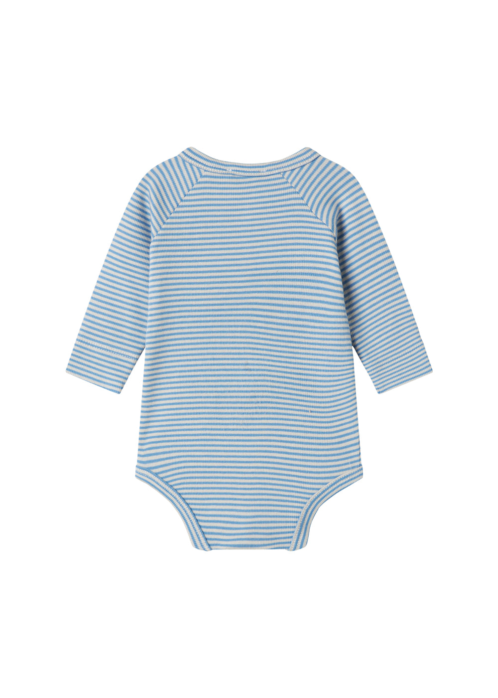 Blå- og hvidstribet body til baby med lange ærmer og knapper foran