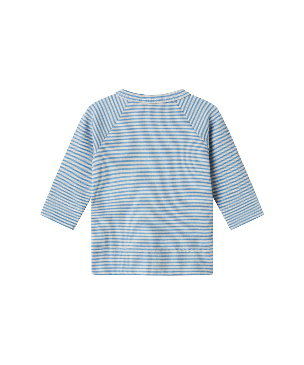 Blå- og hvidstribet cardigan til baby med knapper foran