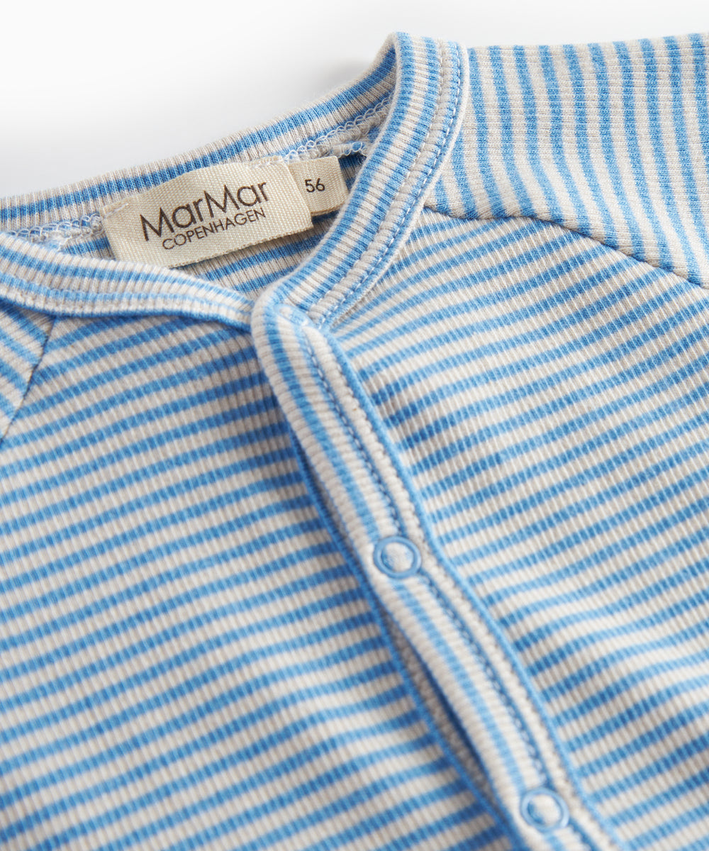 Blå- og hvidstribet cardigan til baby med knapper foran