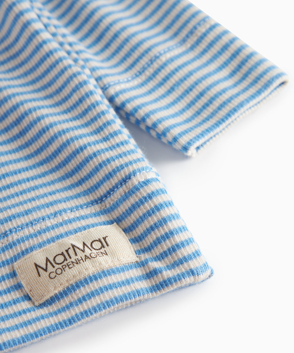 Blå- og hvidstribet cardigan til baby med knapper foran