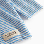 Blå- og hvidstribet cardigan til baby med knapper foran