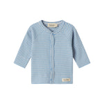 Blå- og hvidstribet cardigan til baby med knapper foran