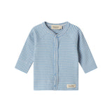 Blå- og hvidstribet cardigan til baby med knapper foran