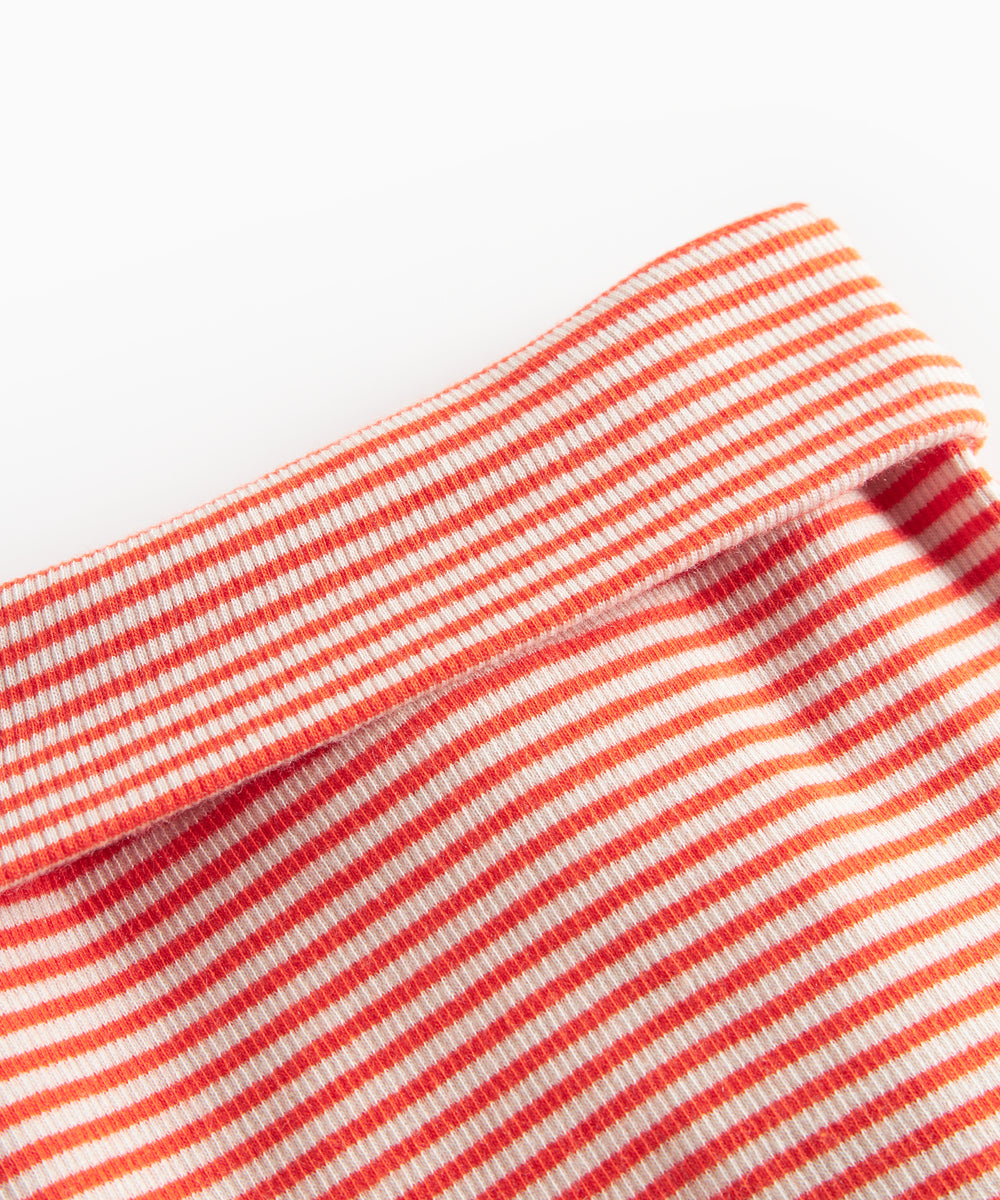 Rød og hvid stribede bukser til baby med fødder