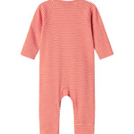 Rød og hvid stribet heldragt til baby med lange ærmer