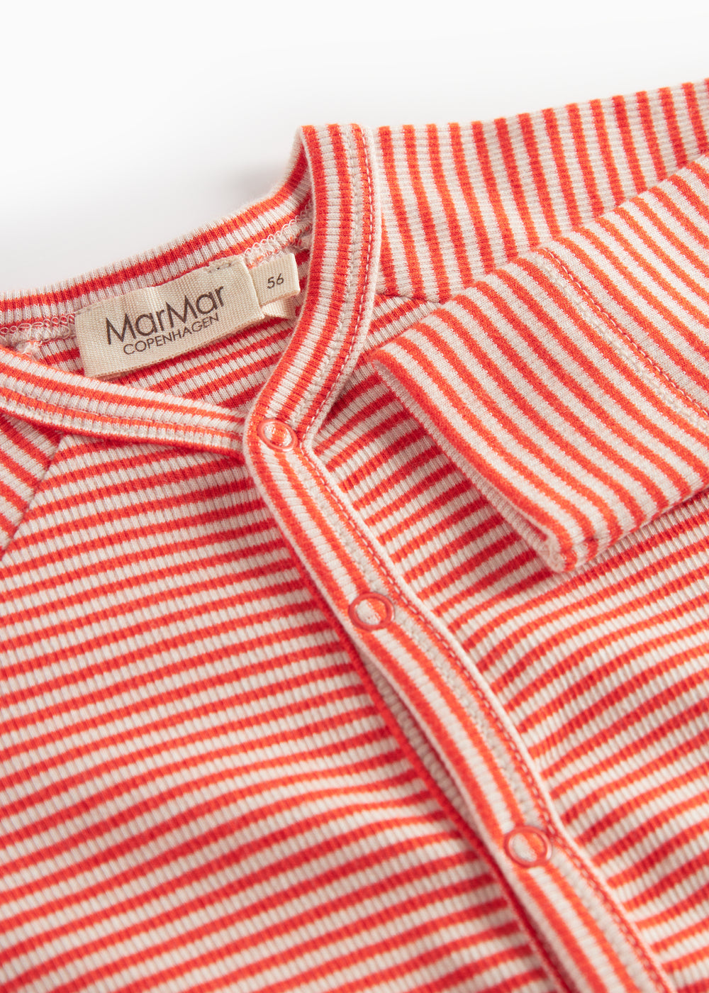 Rød og hvid stribet heldragt til baby med lange ærmer