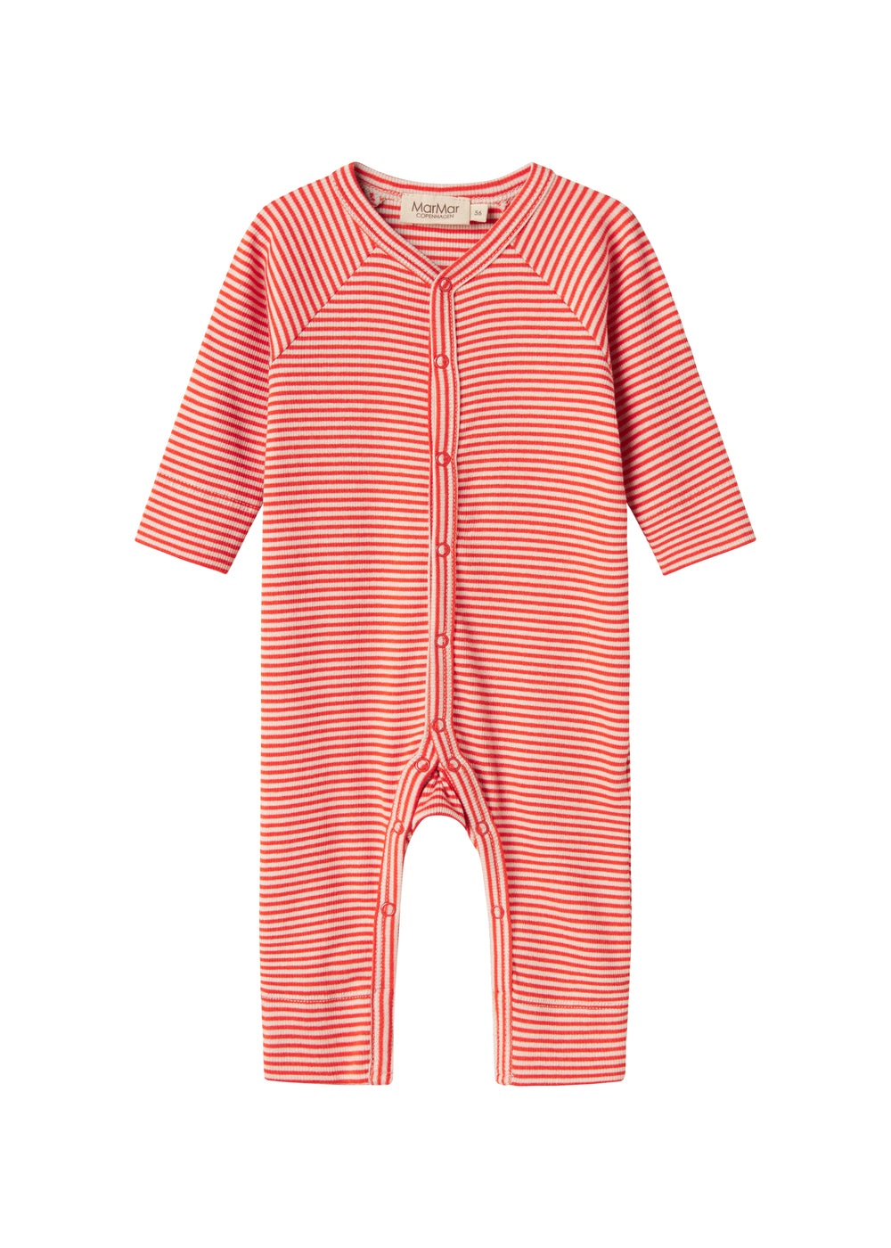 Rød og hvid stribet heldragt til baby med lange ærmer