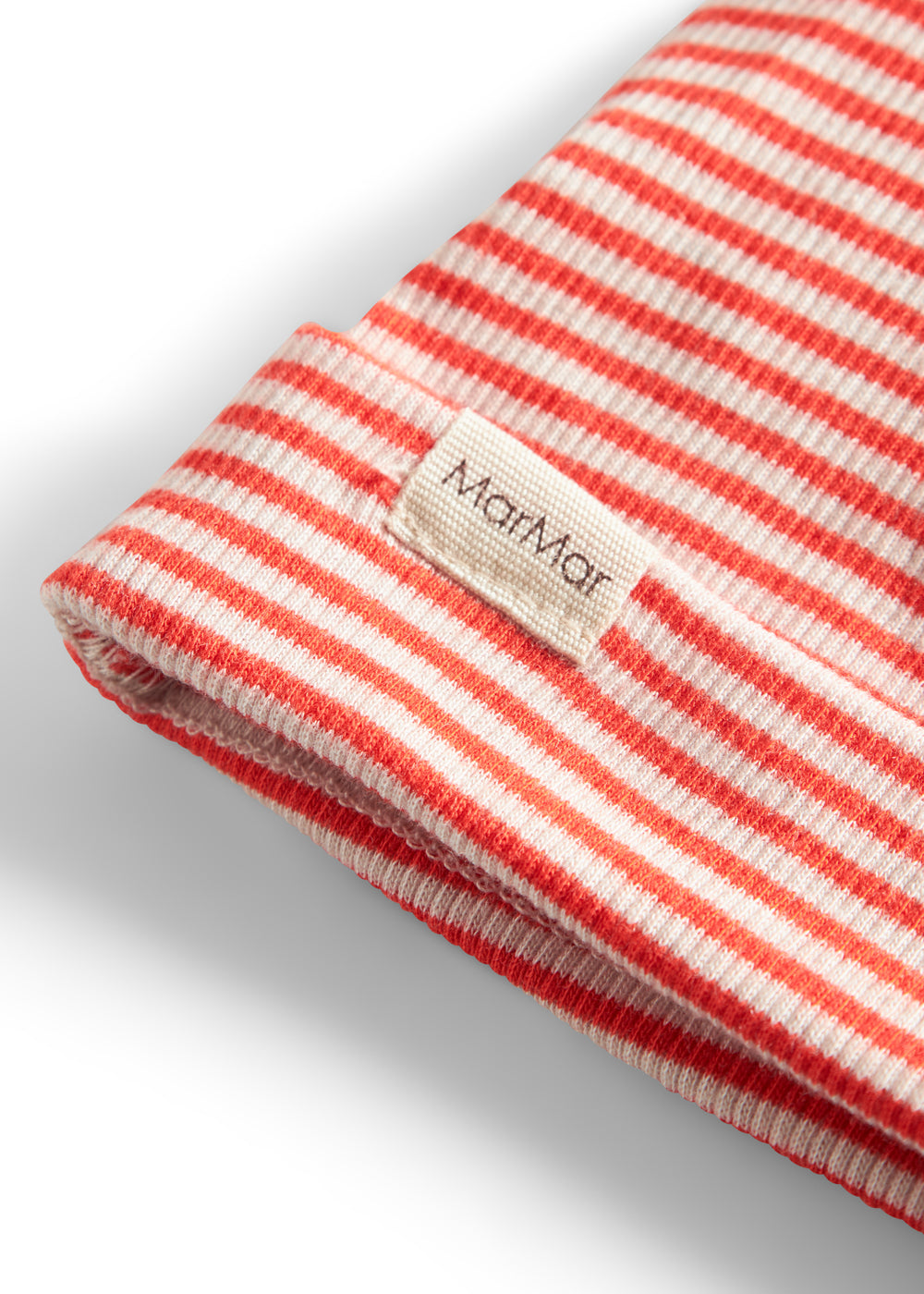 Rød og hvid stribet babyhue 