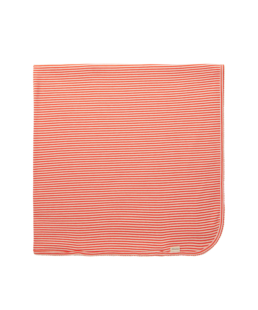 Rød og hvid stribet babytæppe