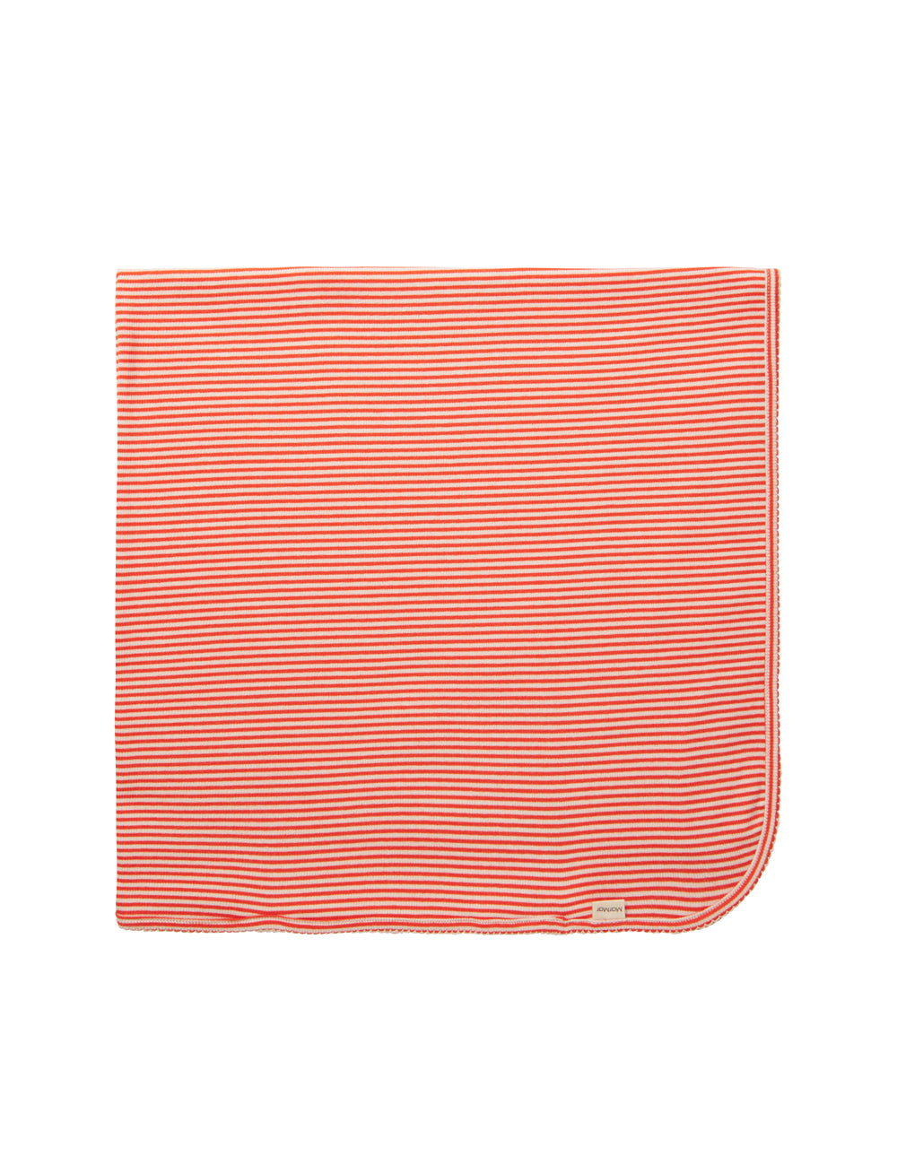 Rødt og hvit strikket babyteppe