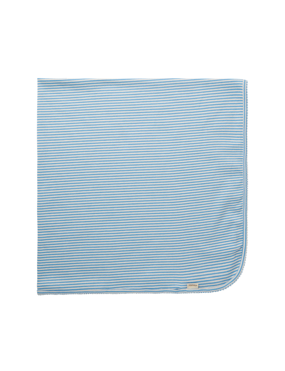 Blå og hvid stribet babytæppe