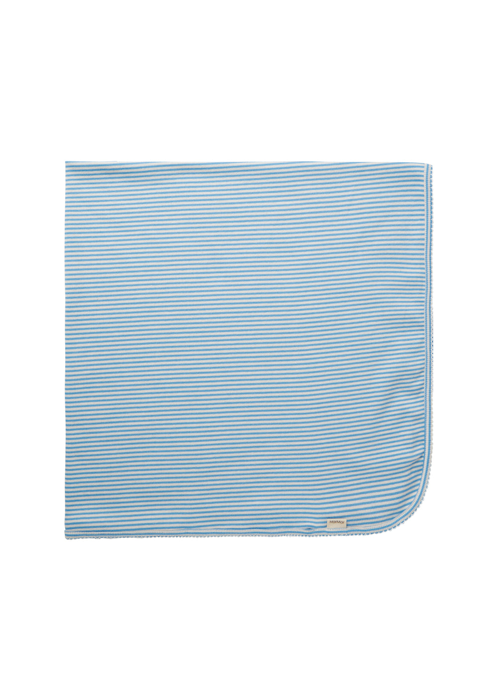 Blå og hvid stribet babytæppe