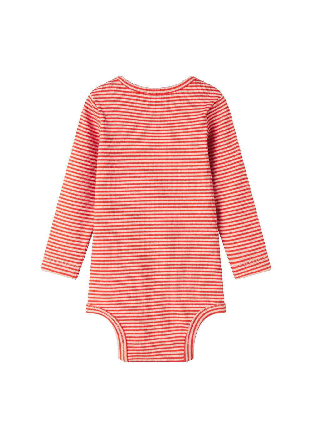 Rød og hvid stribet body med lange ærmer til baby