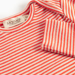 Rød og hvid stribet body med lange ærmer til baby