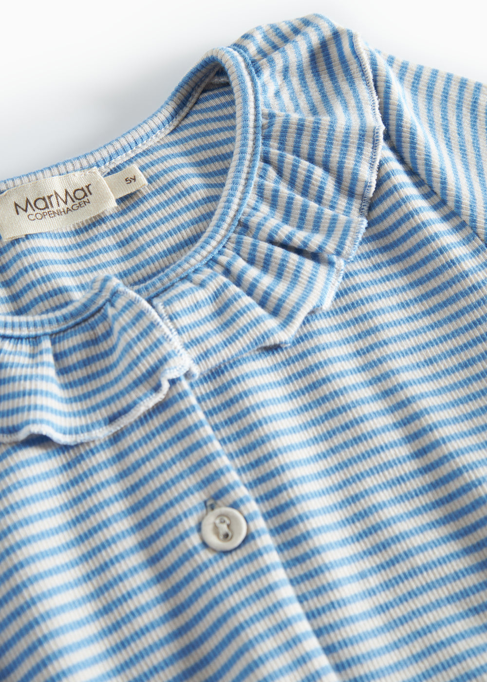 Blå og hvid stribet kjole med lange ærmer og knapper til børn