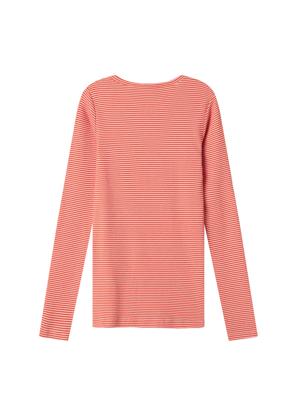 Rød og hvid stribet langærmet T-shirt til kvinder