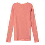 Rød og hvid stribet langærmet T-shirt til kvinder