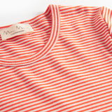 Rød og hvid stribet langærmet T-shirt til kvinder