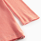 Rød og hvid stribet langærmet T-shirt til kvinder
